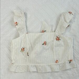 Floral Embroidered White Top